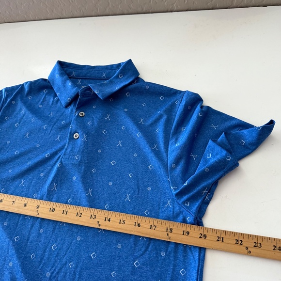 PGA Tour Royal Blue Golf Club All Over Print Performance Polo Men Medium Stretch - Picture 5 of 6